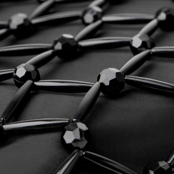 ZARA BLACK WOVEN BEADED PIECES BUCKET SHOULDER BAG - Picture 11 of 15